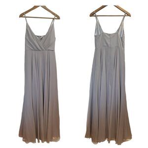 BHLDN Anthropologie Bridesmaid Gray Sweetheart Spaghetti Strap Maxi Dress Size M